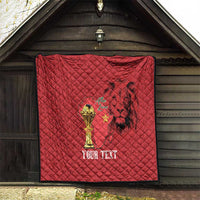 Morocco Football Custom Quilt Atlas Lions Champions African Red Islamic Pattern