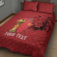 Morocco Football Custom Quilt Bed Set Atlas Lions Champions African Red Islamic Pattern