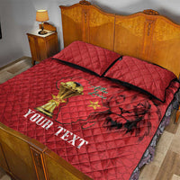 Morocco Football Custom Quilt Bed Set Atlas Lions Champions African Red Islamic Pattern