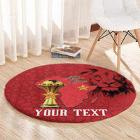 Morocco Football Custom Round Carpet Atlas Lions Champions African Red Islamic Pattern
