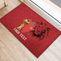 Morocco Football Custom Rubber Doormat Atlas Lions Champions African Red Islamic Pattern