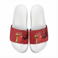 Morocco Football Custom Slide Sandals Atlas Lions Champions African Red Islamic Pattern