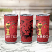 Morocco Football Custom Tumbler Cup Atlas Lions Champions African Red Islamic Pattern
