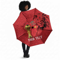 Morocco Football Custom Umbrella Atlas Lions Champions African Red Islamic Pattern