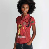 Morocco Football Custom Women Polo Shirt Atlas Lions Champions African Red Islamic Pattern