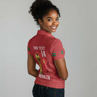 Morocco Football Custom Women Polo Shirt Atlas Lions Champions African Red Islamic Pattern