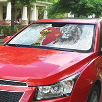 Morocco Football Custom Auto Sun Shade Atlas Lions Champions African White Islamic Pattern
