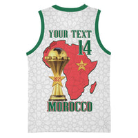 Morocco Football Custom Basketball Jersey Atlas Lions Champions African White Islamic Pattern