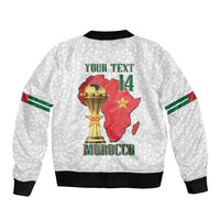 Morocco Football Custom Bomber Jacket Atlas Lions Champions African White Islamic Pattern