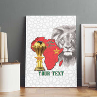 Morocco Football Custom Canvas Wall Art Atlas Lions Champions African White Islamic Pattern
