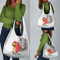 Morocco Football Custom Grocery Bag Atlas Lions Champions African White Islamic Pattern