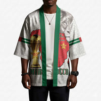 Morocco Football Custom Kimono Atlas Lions Champions African White Islamic Pattern