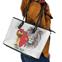 Morocco Football Custom Leather Tote Bag Atlas Lions Champions African White Islamic Pattern