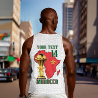 Morocco Football Custom Men Tank Top Atlas Lions Champions African White Islamic Pattern