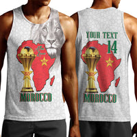 Morocco Football Custom Men Tank Top Atlas Lions Champions African White Islamic Pattern