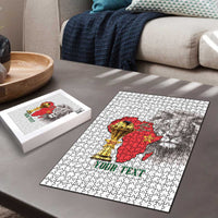 Morocco Football Custom Puzzle Atlas Lions Champions African White Islamic Pattern