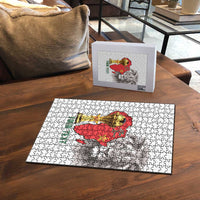Morocco Football Custom Puzzle Atlas Lions Champions African White Islamic Pattern