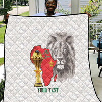 Morocco Football Custom Quilt Atlas Lions Champions African White Islamic Pattern