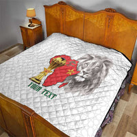 Morocco Football Custom Quilt Atlas Lions Champions African White Islamic Pattern
