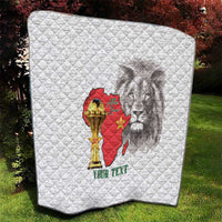 Morocco Football Custom Quilt Atlas Lions Champions African White Islamic Pattern