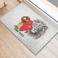 Morocco Football Custom Rubber Doormat Atlas Lions Champions African White Islamic Pattern