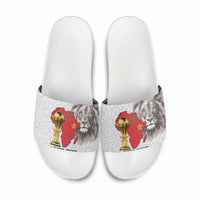 Morocco Football Custom Slide Sandals Atlas Lions Champions African White Islamic Pattern
