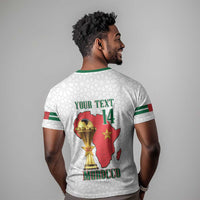 Morocco Football Custom T shirt Atlas Lions Champions African White Islamic Pattern