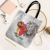 Morocco Football Custom Tote Bag Atlas Lions Champions African White Islamic Pattern