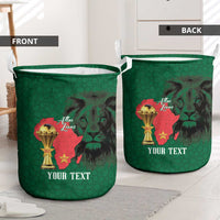 Morocco Football Custom Laundry Basket Atlas Lions Champions African Green Islamic Pattern