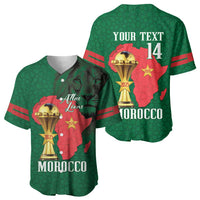 Morocco Football Custom Baseball Jersey Atlas Lions Champions African Green Islamic Pattern