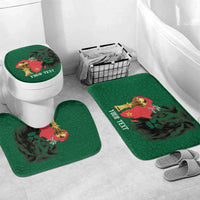 Morocco Football Custom Bathroom Set Atlas Lions Champions African Green Islamic Pattern