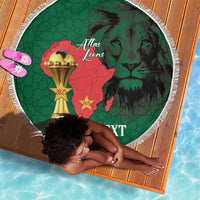 Morocco Football Custom Beach Blanket Atlas Lions Champions African Green Islamic Pattern