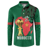 Morocco Football Custom Button Sweatshirt Atlas Lions Champions African Green Islamic Pattern