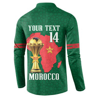Morocco Football Custom Button Sweatshirt Atlas Lions Champions African Green Islamic Pattern