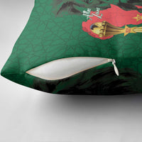 Morocco Football Custom Pillow Cover Atlas Lions Champions African Green Islamic Pattern