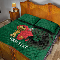 Morocco Football Custom Quilt Bed Set Atlas Lions Champions African Green Islamic Pattern