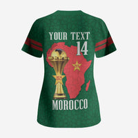 Morocco Football Custom Scrub Top Atlas Lions Champions African Green Islamic Pattern