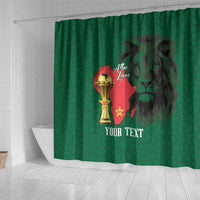 Morocco Football Custom Shower Curtain Atlas Lions Champions African Green Islamic Pattern