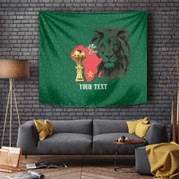 Morocco Football Custom Tapestry Atlas Lions Champions African Green Islamic Pattern
