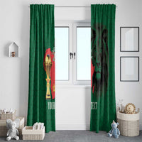 Morocco Football Custom Window Curtain Atlas Lions Champions African Green Islamic Pattern