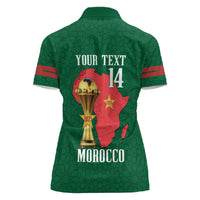 Morocco Football Custom Women Polo Shirt Atlas Lions Champions African Green Islamic Pattern