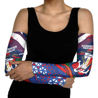 Dominican Republic Independence Day Arm Sleeves 27th February Coat Of Arms Grunge Texture