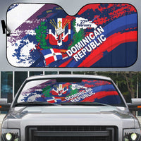Dominican Republic Independence Day Auto Sun Shade 27th February Coat Of Arms Grunge Texture