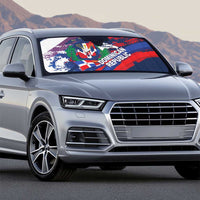 Dominican Republic Independence Day Auto Sun Shade 27th February Coat Of Arms Grunge Texture