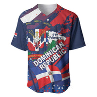 Dominican Republic Independence Day Baseball Jersey 27th February Coat Of Arms Grunge Texture