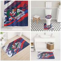 Dominican Republic Independence Day Bathroom Set 27th February Coat Of Arms Grunge Texture