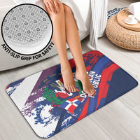 Dominican Republic Independence Day Bathroom Set 27th February Coat Of Arms Grunge Texture