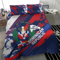 Dominican Republic Independence Day Bedding Set 27th February Coat Of Arms Grunge Texture