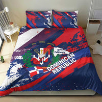 Dominican Republic Independence Day Bedding Set 27th February Coat Of Arms Grunge Texture