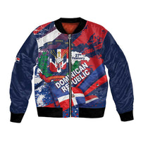 Dominican Republic Independence Day Bomber Jacket 27th February Coat Of Arms Grunge Texture
